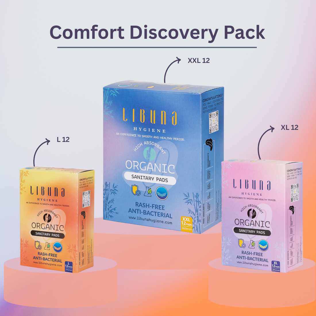 Combo pack - XXL Pads (12 pcs) + XL Pads (12 pcs) + L Pads (12 pcs)
